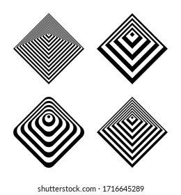Abstract geometric icons in pyramid shape. Design elements set. Vector art.