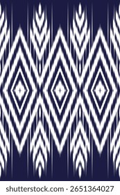 Abstrato padrão Ikat geométrico sem emenda. Tecido tradicional asteca étnico, tribal. Padrão têxtil africano indiano. Ornamento folclore vintage, Fundo bordado