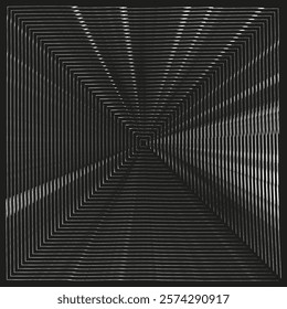 Abstract geometric illusion. Black white square layers. Minimal artistic composition. Vector gradient.