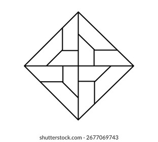 Abstrakte geometrische Illusion mit symmetrischen Dreiecken für Symbol-Logo. Vektorgrafik.