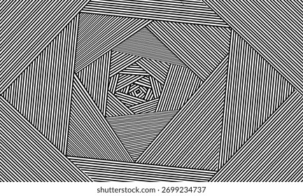  Abstrakte geometrische Illusionen Muster. abstrakter schwarz-weißer Hintergrund
