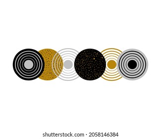 Abstract geometric illustration with circles and elements. Modern abstract design for paper, cover, fabric, interior and other users. Circles on a white background.