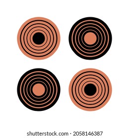 Ilustración geométrica abstracta con círculos y elementos. Diseño abstracto moderno para el papel, la cubierta, la tela, el interior y otros usuarios. Círculos sobre un fondo blanco.