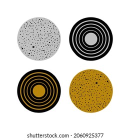 Abstract geometric illustration with circles and elements. Modern abstract design for paper, cover, fabric, interior and other users. Circles on a white background.