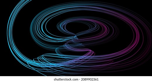 Abstract geometric illustration of doodle waves felt-tip pen with gradient on dark background. Abstract gradient background. Cover, wallpaper, flyer design.