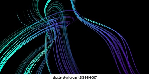 Abstract geometric illustration of doodle waves felt-tip pen with gradient on dark background. Abstract gradient background. Cover, wallpaper, flyer design.