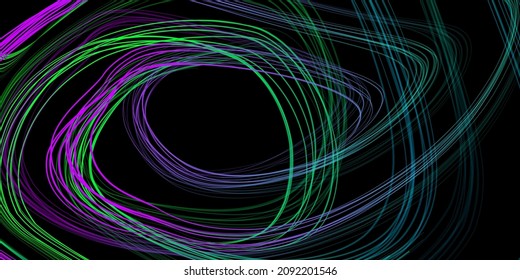 Abstrakte geometrische Abbildung von Doodle-Wellen Filzspitze Stift mit Farbverlauf auf dunklem Hintergrund. Abstrakter Farbverlauf-Hintergrund. Abdeckung, Tapete, Flugzeugabbau.