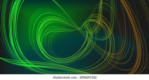 Abstrakte geometrische Abbildung von Doodle-Wellen Filzspitze Stift mit Farbverlauf auf dunklem Hintergrund. Abstrakter Farbverlauf-Hintergrund. Abdeckung, Tapete, Flugzeugabbau.