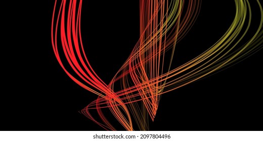 Abstract geometric illustration of doodle waves felt-tip pen with gradient on dark background. Abstract gradient background. Cover, wallpaper, flyer design.