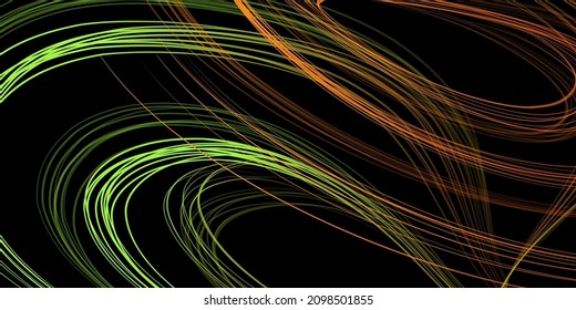 Abstract geometric illustration of doodle waves felt-tip pen with gradient on dark background. Abstract gradient background. Cover, wallpaper, flyer design.