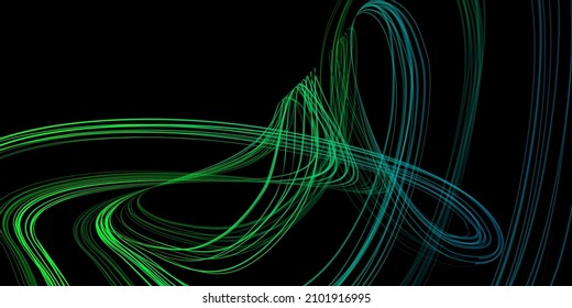 Abstract geometric illustration of doodle waves felt-tip pen with gradient on dark background. Abstract gradient background. Cover, wallpaper, flyer design.