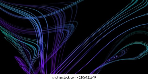 Abstract geometric illustration of doodle waves felt-tip pen with gradient on dark background. Abstract gradient background. Cover, wallpaper, flyer design.