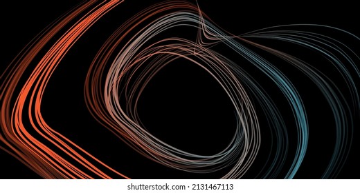 Abstract geometric illustration of doodle waves felt-tip pen with gradient on dark background. Abstract gradient background. Cover, wallpaper, flyer design.