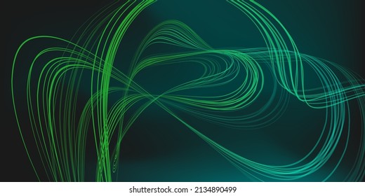 Abstract geometric illustration of doodle waves felt-tip pen with gradient on dark background. Abstract gradient background. Cover, wallpaper, flyer design.