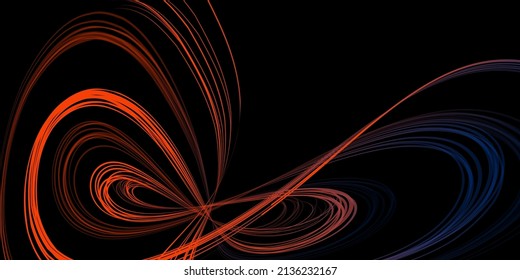 Abstract geometric illustration of doodle waves felt-tip pen with gradient on dark background. Abstract gradient background. Cover, wallpaper, flyer design.
