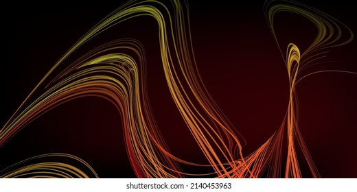 Abstract geometric illustration of doodle waves felt-tip pen with gradient on dark background. Abstract gradient background. Cover, wallpaper, flyer design.
