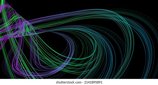 Abstract geometric illustration of doodle waves felt-tip pen with gradient on dark background. Abstract gradient background. Cover, wallpaper, flyer design.