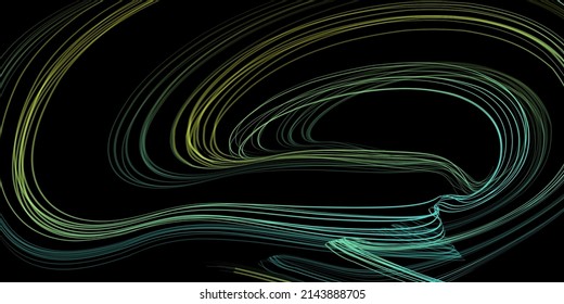 Abstract geometric illustration of doodle waves felt-tip pen with gradient on dark background. Abstract gradient background. Cover, wallpaper, flyer design.