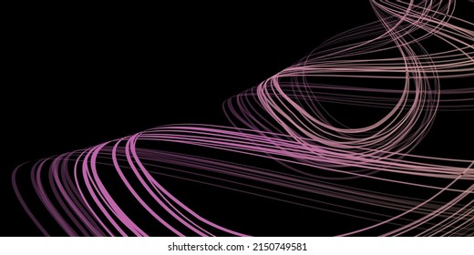Abstract geometric illustration of doodle waves felt-tip pen with gradient on dark background. Abstract gradient background. Cover, wallpaper, flyer design.