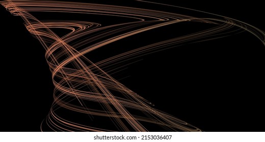 Abstrakte geometrische Illustration von Doodle-Wellen mit Filzspitze-Stift mit Farbverlauf auf dunklem Hintergrund. Abstrakter halographischer Farbverlauf-Hintergrund. Threads, Spuren von Rauch.