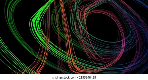 Abstract geometric illustration of doodle waves felt-tip pen with gradient on dark background. Abstract gradient background. Cover, wallpaper, flyer design.