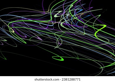 Abstract geometric illustration of doodle waves felt-tip pen with gradient on dark background. Abstract gradient background. Cover, wallpaper, flyer design.