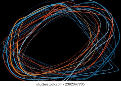 Abstract geometric illustration of doodle waves felt-tip pen with gradient on dark background. Abstract gradient background. Cover, wallpaper, flyer design.