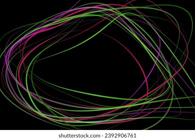 Abstrakte geometrische Abbildung von Doodle-Wellen Filzspitze Stift mit Farbverlauf auf dunklem Hintergrund. Abstrakter Farbverlauf-Hintergrund. Abdeckung, Tapete, Flugzeugabbau.
