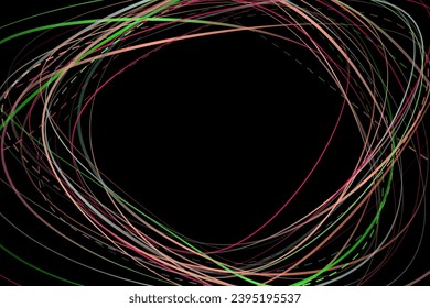 Abstract geometric illustration of doodle waves felt-tip pen with gradient on dark background. Abstract gradient background. Cover, wallpaper, flyer design.
