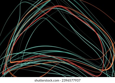 Abstract geometric illustration of doodle waves felt-tip pen with gradient on dark background. Abstract gradient background. Cover, wallpaper, flyer design.