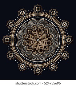 Abstract Geometric Illustration - Gold and White Elements on Dark Background