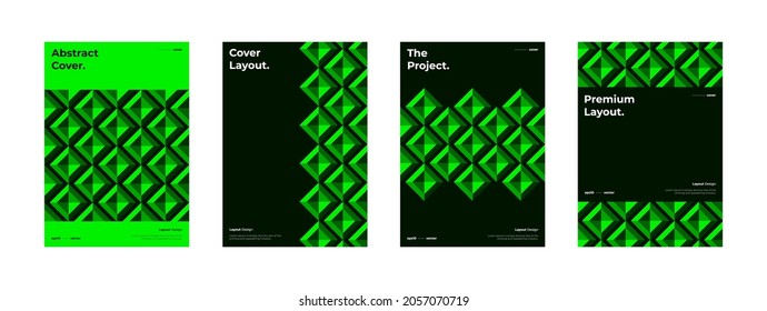 Abstract geometric illustration layout bundle. Company identity brochure template collection design. Modern corporate report cover. Texture pattern background front page mock up set. Vector eps10