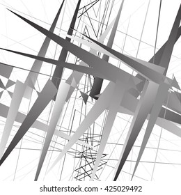 Abstract geometric illustration. Monochrome geometric shapes. Grayscale.