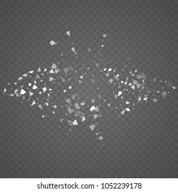 Abstract geometric illustration of small pieces of glass on a gray, transparent background. Stylish vector illustration for your business presentation. Vector illustration.EPS 10.