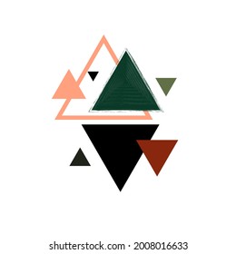 Abstract Geometric Illustration with Triangles Isolated on White Background. Vector Pattern