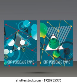 Abstract geometric image. Set in beautiful design pieces. A4 format template