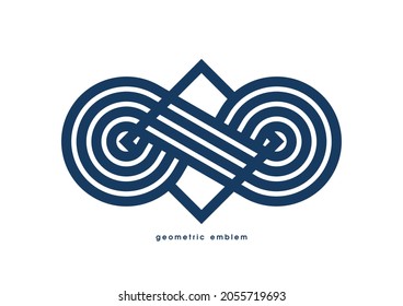 Abstract geometric infinity shaped vector logo isolated on white, infinite linear graphic design modern style symbol, eternity line art geometrical shape emblem or icon.