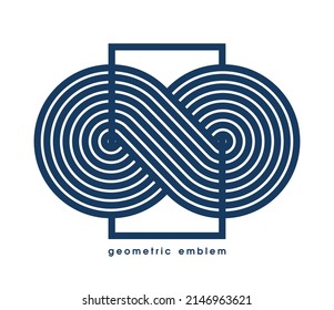 Abstraktes geometrisches, unendliches Vektorlogo einzeln auf weißem, unendlichem linearem grafischem Design, modernes Stilsymbol, geometrisches Gestaltungsemblem oder Symbol der Ewigkeit-Linie.