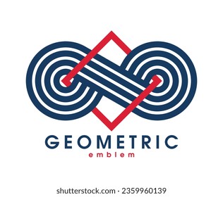 Abstract geometric infinity shaped vector logo isolated on white, infinite linear graphic design modern style symbol, eternity line art geometrical shape emblem or icon.