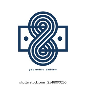 Abstract geometric infinity shaped vector logo isolated on white, infinite linear graphic design modern style symbol, eternity line art geometrical shape emblem or icon.