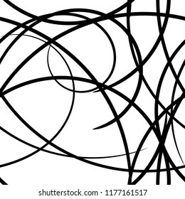Abstract geometric irregular monochrome seamless pattern. Random black crossing lines on white background. Simple modern vector illustration of chaotic linear shapes for wallpaper fabric tile fashion