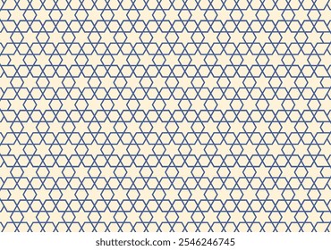 Abstract geometric Islamic motif with blue lines on a peach background.
