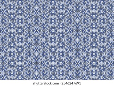 Abstract geometric Islamic motif with peach lines on a blue background.