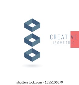 Abstract geometric isometric rhombus shape. Graphic design element template for logo design. Stock Vector illustration isolated on white background