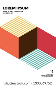 Abstract geometric isometric shape layout design template background modern art style. Design element can be used for poster, backdrop, publication, brochure, flyer, vector illustration