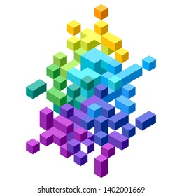 Abstract geometric isometric shape layout design template background modern art style. Graphic element can be used for poster, backdrop, publication, brochure, flyer, leaflet, vector illustration