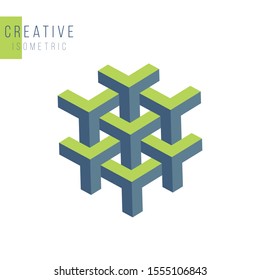 Abstract geometric isometric structure, textile structure . Graphic design element template for wallpaper, publication, print, texture, textile or logo design. Stock Vector illustration isolated on