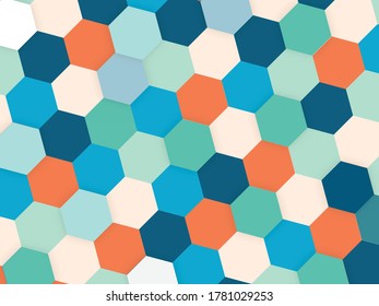 Resumen del fondo del concepto de tecnología de vectores de poligono colorido geométrico o isométrico de la textura del peine de abeja. Diseño de estilo de ilustración EPS10.