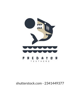 Abstract geometric jumping shark predator logo design for your brand or business