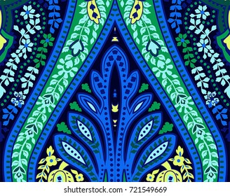 abstract geometric kaleidoscope paisley pattern. Traditional oriental ethnic ornament